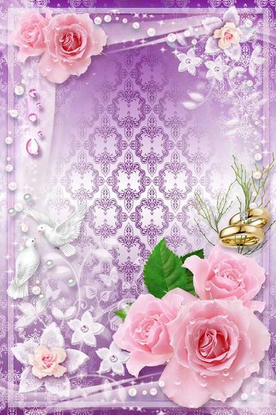 Wedding Frame psd template - White Doves, Symbol of Family Happiness Wedding Frame psd template - White Doves, Symbol of Family Happiness