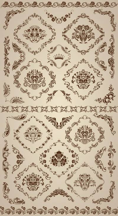 Multi-layer PSD source for designer - Floral ornaments and borders Multi-layer PSD source for designer - Floral ornaments and borders
