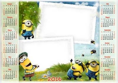 2016 calendar psd file for Children with Minions - you can insert 2 photos 2016 calendar psd file for Children with Minions - you can insert 2 photos