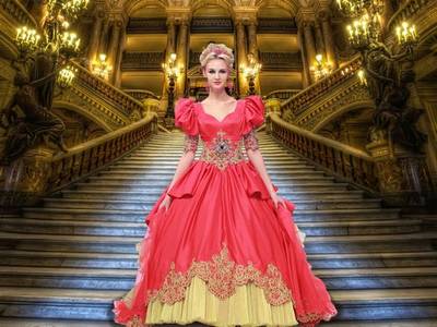 Free Photo Costume Psd Template For In A Red Ball Gown On Free Psd Costume Template For Photo In A Red Ball Gown On The Stairs
