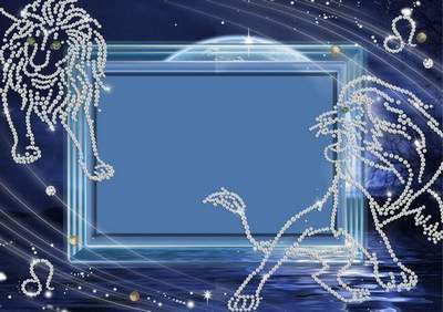 Frame for photoshop - Crystal zodiac signs. A lion