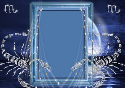 Frame for photoshop - Crystal zodiac signs. A scorpion