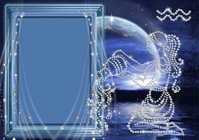 Frame for photoshop - Crystal zodiac signs. Aquarius