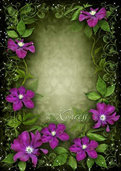 Romantic frame for Photoshop - Bright flowers Romantic frame for Photoshop - Bright flowers