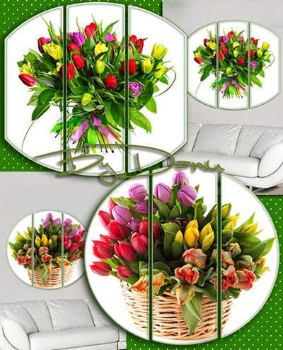 Triptych, two PSD file - Beautiful tulips Triptych, two PSD file - Beautiful tulips