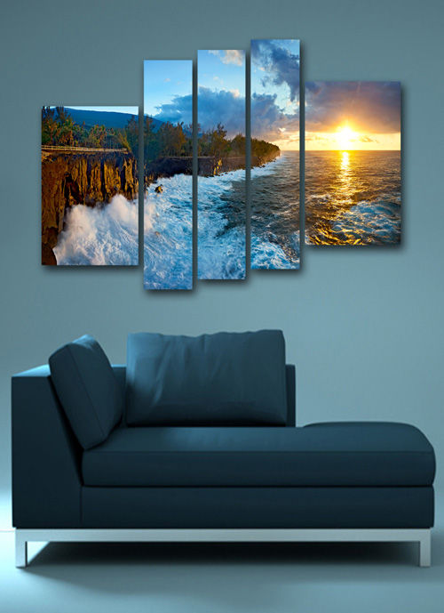 Polyptych in psd format - Charming sunrise at sea