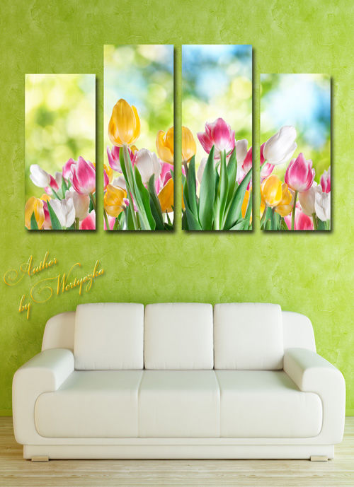 Polyptych in psd format - Tulips, tulips bloom luxury