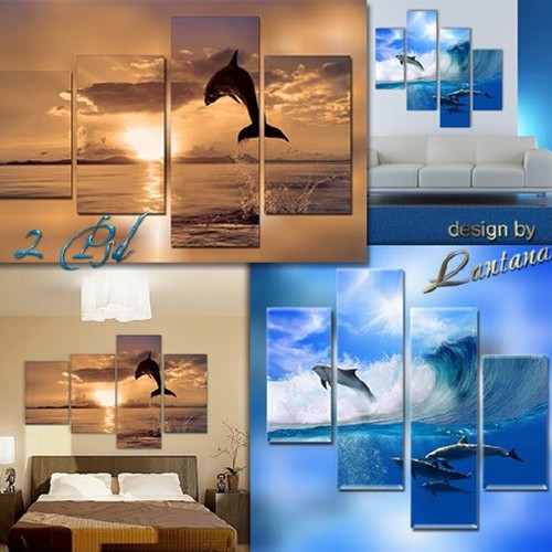 Polyptych in PSD - Dolphins Polyptych in PSD - Dolphins