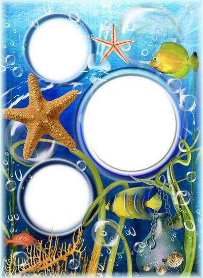 Children frame for 3 photos - Deep ocean and its inhabitants Children frame for 3 photos - Deep ocean and its inhabitants