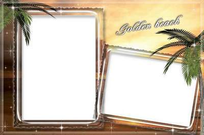 Sea frame with palm tree, parrot and ripe avocado - Happy moments of summer Sea frame with palm tree, parrot and ripe avocado - Happy moments of summer