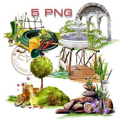 Landscape Clipart PNG - 5 PNG Clusters on a transparent background