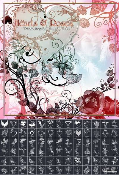 Valentine Brushes for Photoshop - Hearts and Roses Valentine Brushes for Photoshop - Hearts and Roses