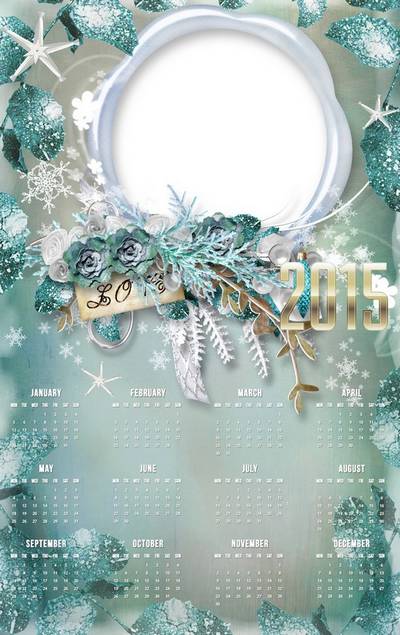 Calendar-frame for 2015 - Turquoise winter glow Calendar-frame for 2015 - Turquoise winter glow