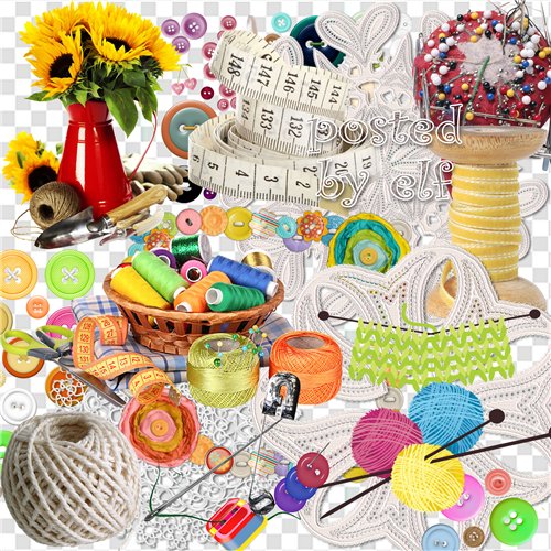 Clipart PNG images - 33 PNG Lace, pins, buttons, threads on a transparent background