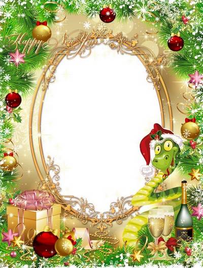 New-year frame for photo - New Year with champagne and gifts New-year frame for photo - New Year with champagne and gifts