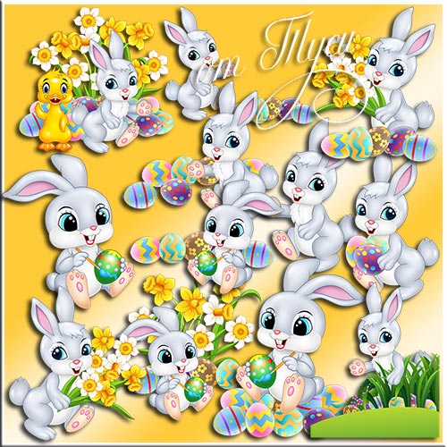 Rabbit PNG clipart PSD, Bunny graphics on a transparent background.