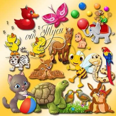 free psd clipart - Feast your eyes on the game funny animals