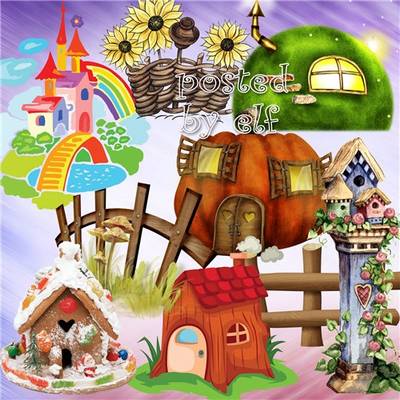 Children's clipart 79 PNG images - Fences, houses, toys, animals and other on a transparent background