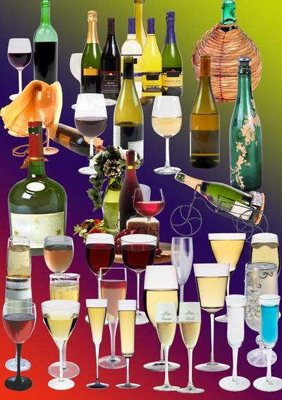 Champagne, bottles and glasses, PNG clipart, PSD file - Let happiness as Champagne sparkles