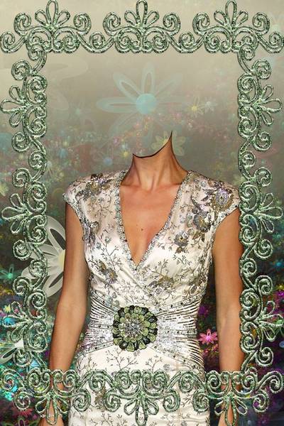 PSD Template For Photoshop - Green dress