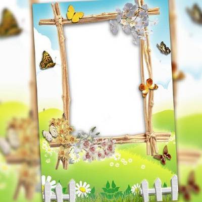 Spring butterflies photo frame template free download