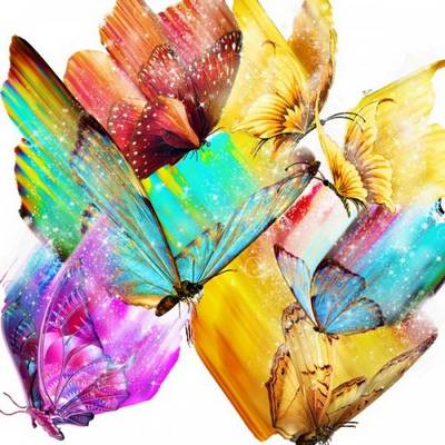 PSD, 6 PNG, Flitting butterflies for Photoshop