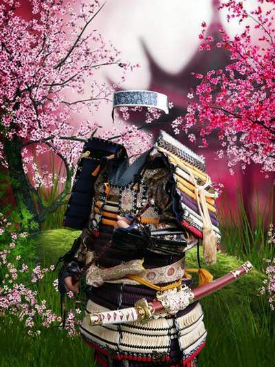 Children's template for Photoshop - In the costume of the Samurai