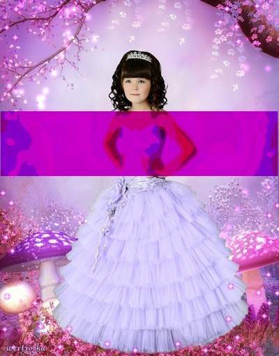 Child's psd template for a girl - In the fairy-tale forest among magic fungi Child's psd template for a girl - In the fairy-tale forest among magic fungi