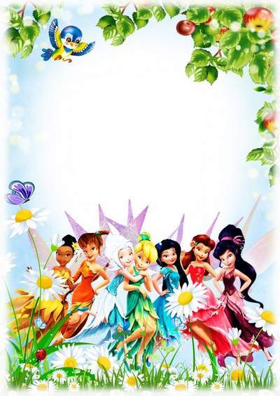 Childrens photo frame - Cute fairies in a forest glade Childrens photo frame - Cute fairies in a forest glade