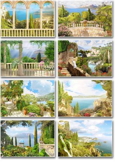 Seascapes and Terraces Photoshop Backgrounds  36 JPG free download