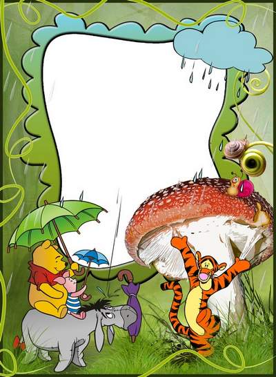 Child`s frame free download - Winnie with friends in the forest Child`s frame free download - Winnie with friends in the forest