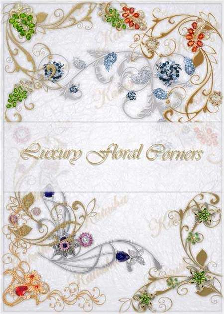 PSD, 7 PNG, Luxury Floral Corners, free PNG decorative elements on transparent background