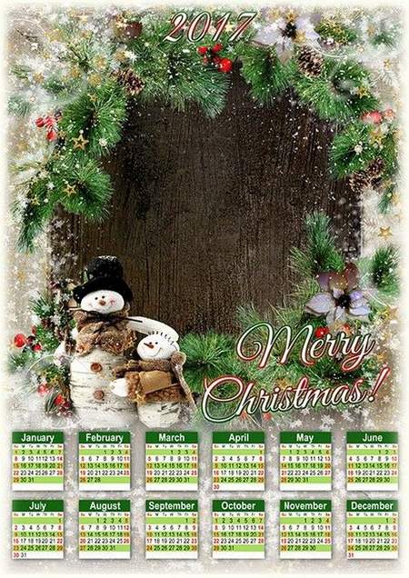 2017 Calendar frame psd - Merry Christmas 2017 Calendar frame psd - Merry Christmas