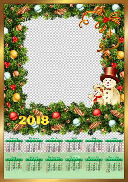 Photoshop Calendar psd + New Year photo frame psd Photoshop Calendar psd + New Year photo frame psd