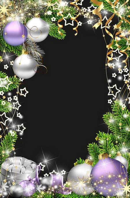 Festive frame psd for decoration of Christmas pictures - Starry Night ( free frame png psd, free
