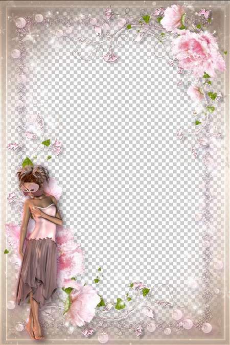 Tender Romantic Frame — Pink Flower Fairy