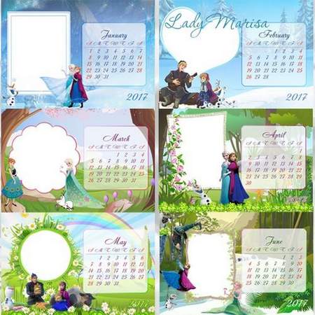 2017 Frozen Loose-leaf calendar psd ( free Calendar 12 psd files, free ...