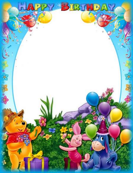 Birthday Photo frame psd - Happy Birthday with Winnie the Pooh ( free ...