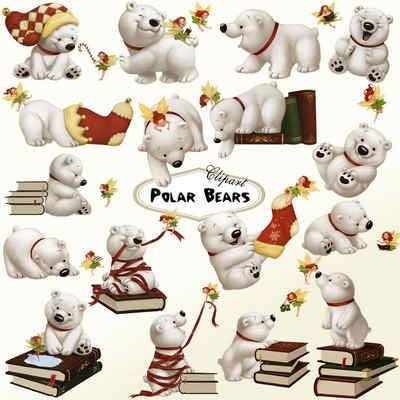 Oso polar y hada, clipart de dibujos animados PNG con fondo transparente