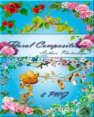 8 PNG, Floral clusters png, Floral Compositions png images on transparent background