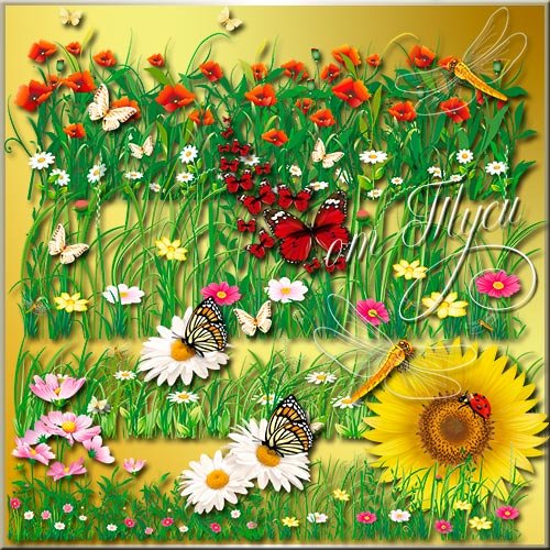 Floral lawn Clipart psd download