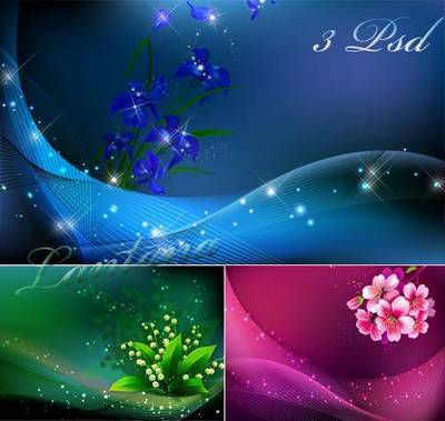 Free PSD Romantic backgrounds with flowers