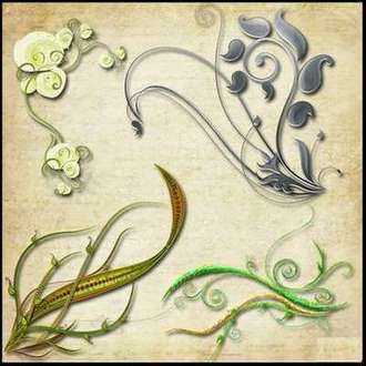 23 PNG, Multicolored floral curls and design elements on transparent background