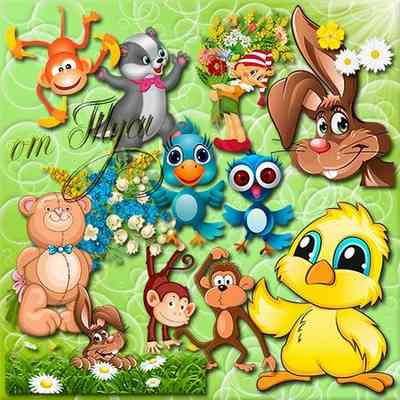 Funny animals Clipart with transparent background