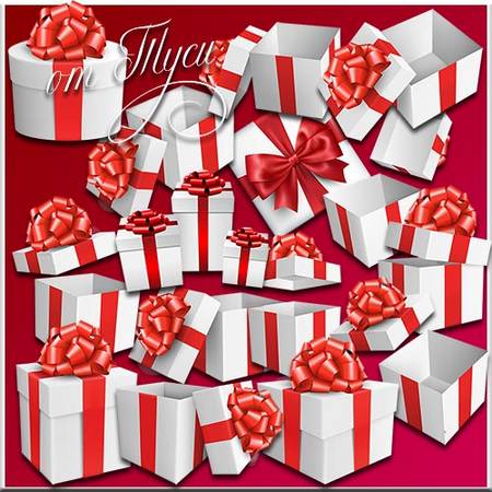 White gift box with red bow