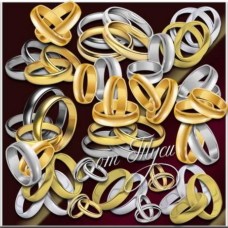 Clipart Gold and silver rings with transparent background