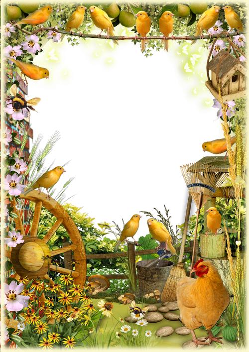 Frame Summer village garden ( psd, png, download )