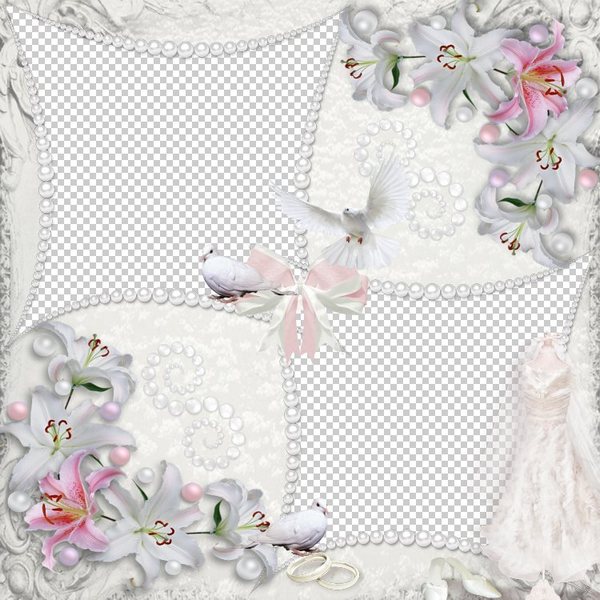 Free wedding photo frame template, layered PSD file, white wedding