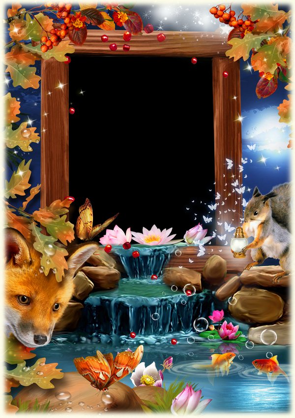 Fabulous creek in the nature free photo frame template PSD PNG