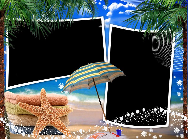 Sun sea and sand Summer sea frame for two photos ( PSD, PNG ) download